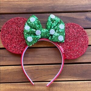Sparkly Christmas Minnie Mouse Mickey Ears headband